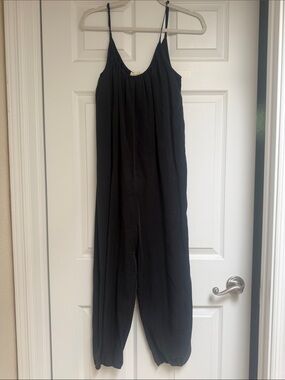 lovestitch Black Sleeveless Spaghetti-Strap Jumpsuit